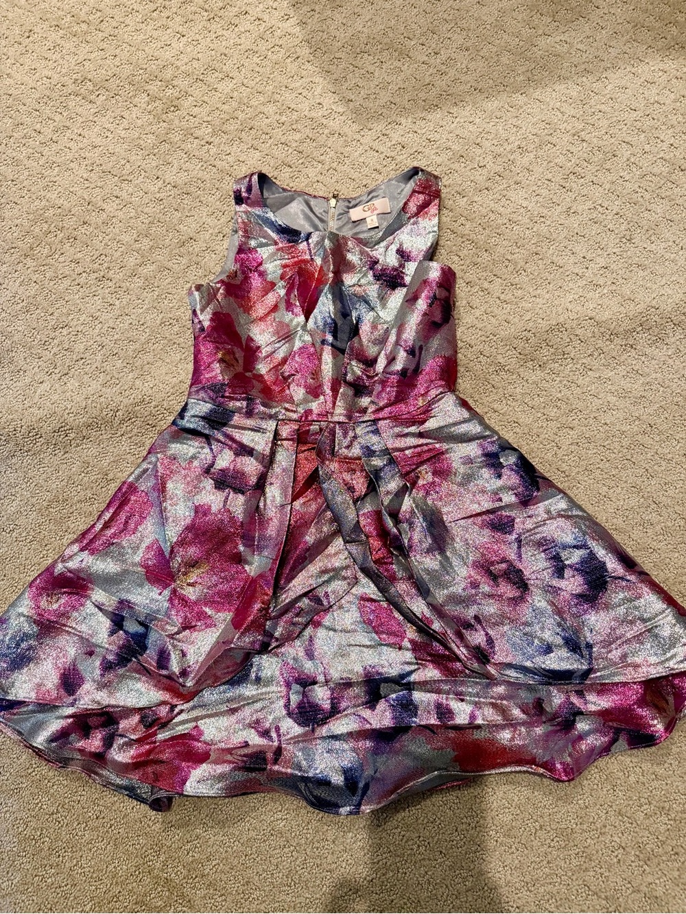 GB girls Pink Purple Floral Metallic Party Dress